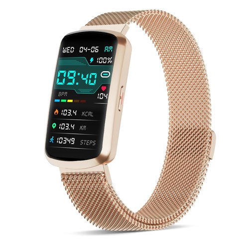 Health Fitness Tracker, Smart Watch with 24/7 Heart Rate and Blood Pressure Monitor, Activity Tracker with Blood Oxygen, 120 Sport Mode Waterproof Sleep Tracker for Women Men (Pink Gold)