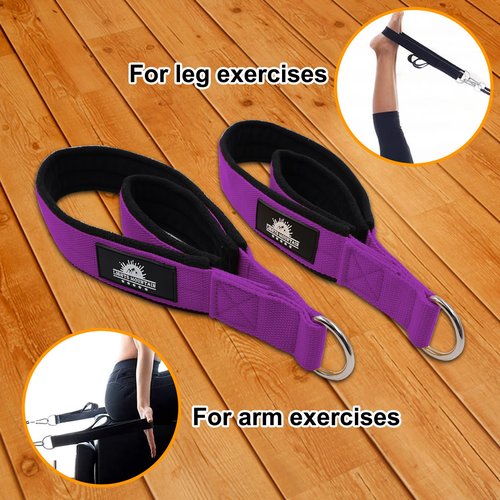 Lights Mountain 1 Pair Extended Pilates Double Loop Straps for Reformer, Fitness D-Ring Straps Handle, Yoga Exercise Accessories for Home Gym Workout