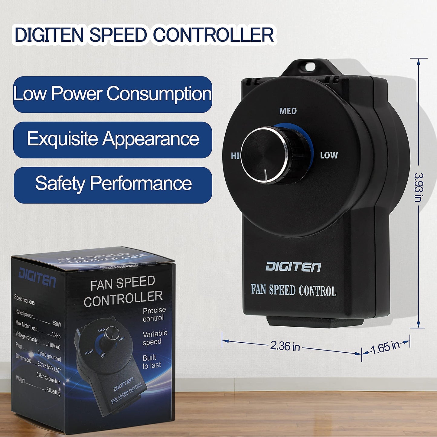 DIGITEN Variable Speed Controller - Exhaust Fan Speed Adjuster for Duct Inline Fan