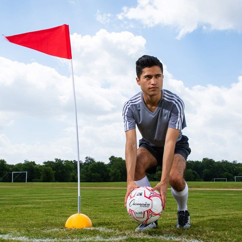 Champion Sports Indoor/Outdoor Spring Loaded Soccer Corner Flags Multi, 60"H X 1/2" Set Of 4