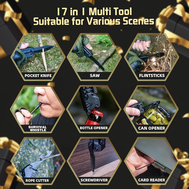 17-in-1 Multitool Knife - EDC Pocket Knife for Camping & Outdoor Use