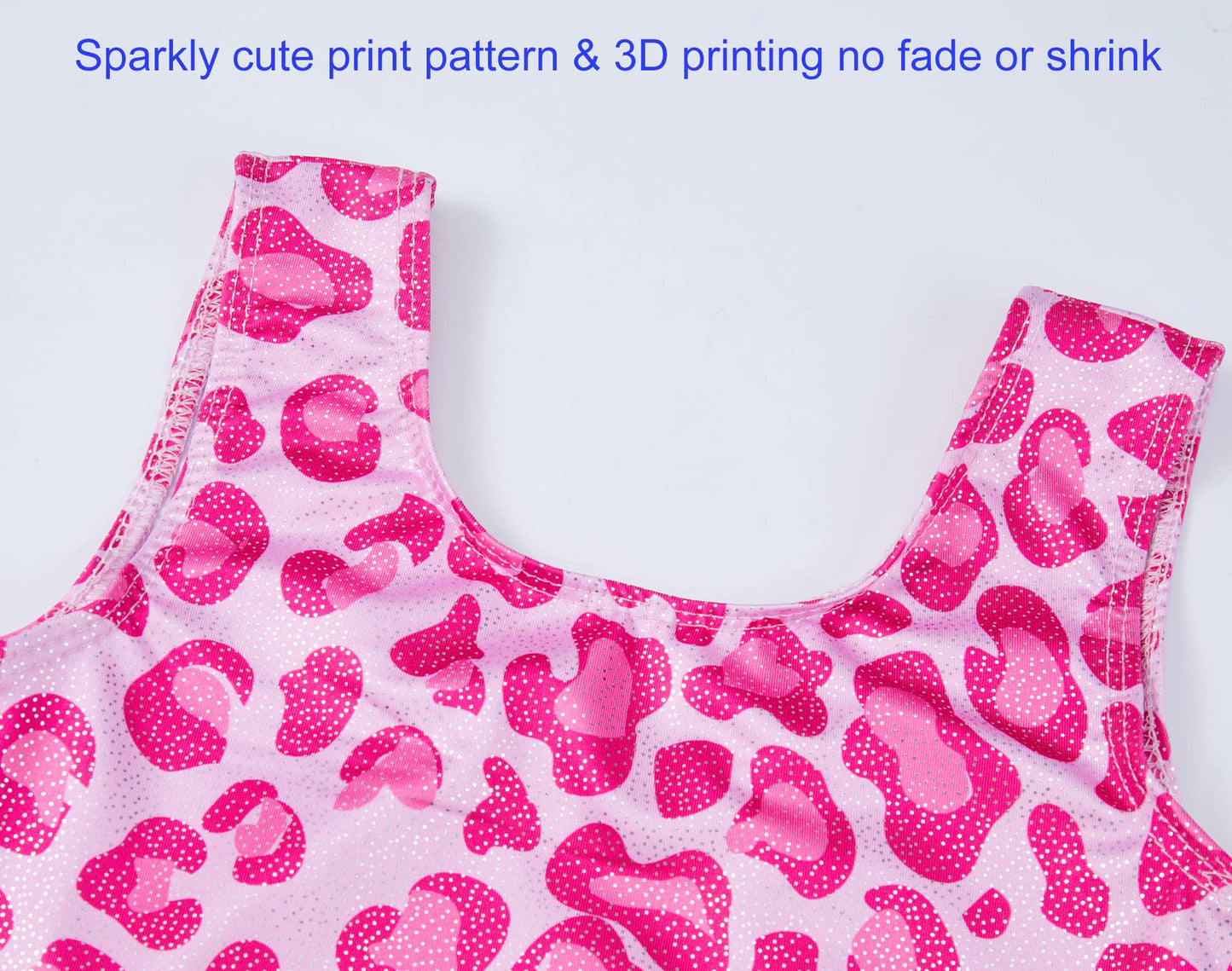 Domusgo Gymnastics Leotards for Girls 7-8 Years Old Hotpink Leopard Sparkly One Piece Tumbling Outfits