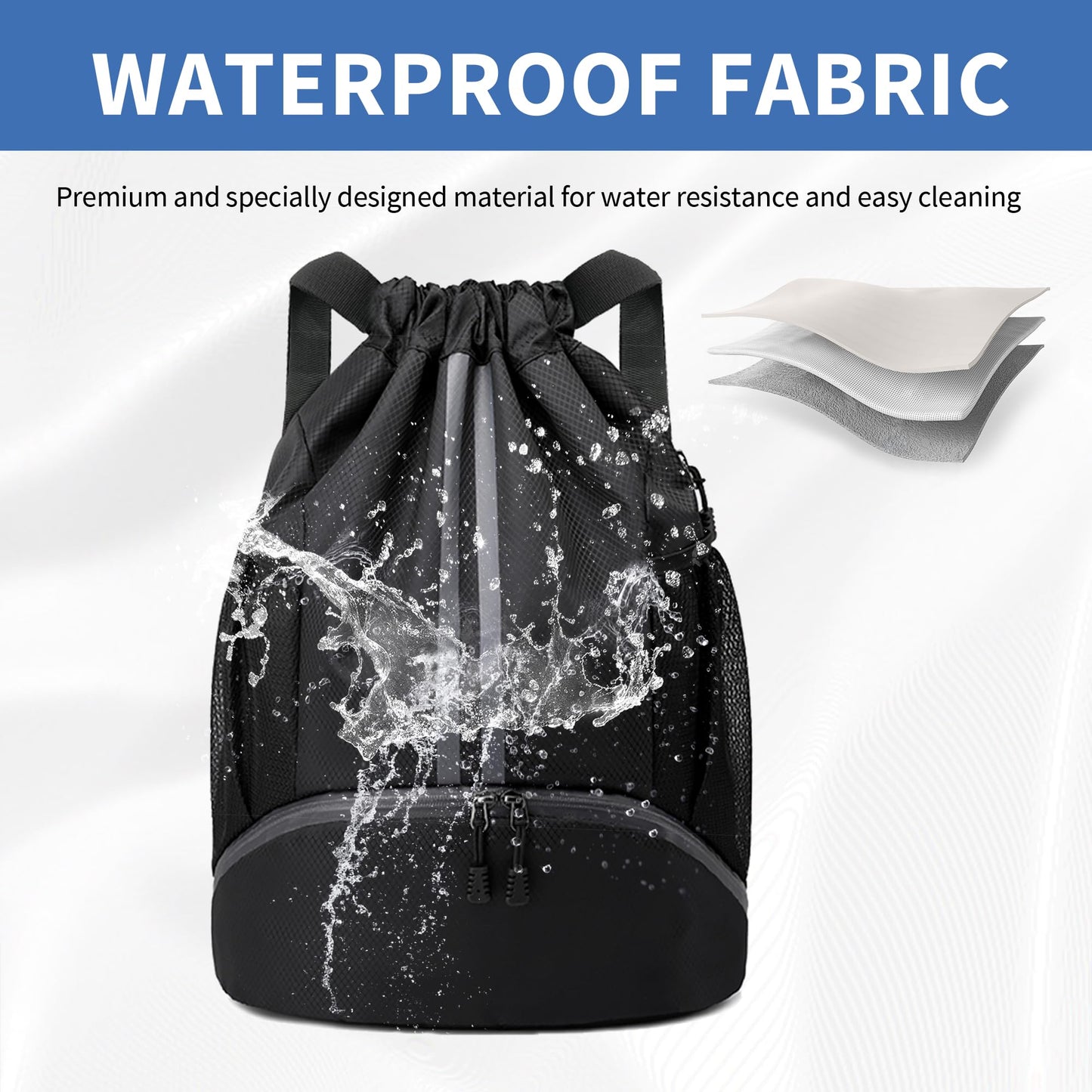 JELUTAR Drawstring Backpack Gym Bag with Shoes Compartment for Soccer, Basketball, Swim
