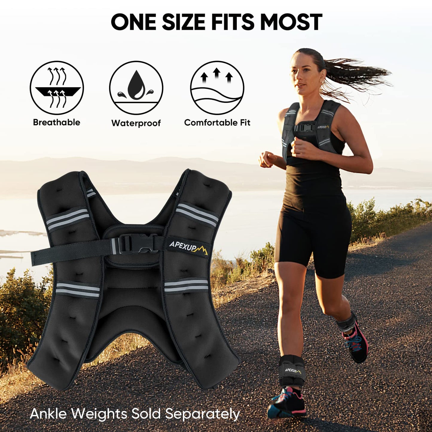APEXUP 10lbs Weighted Vest Men Women, Weight Vest for Women Workout Equipment for Strength Training Running (Pastel Pink)