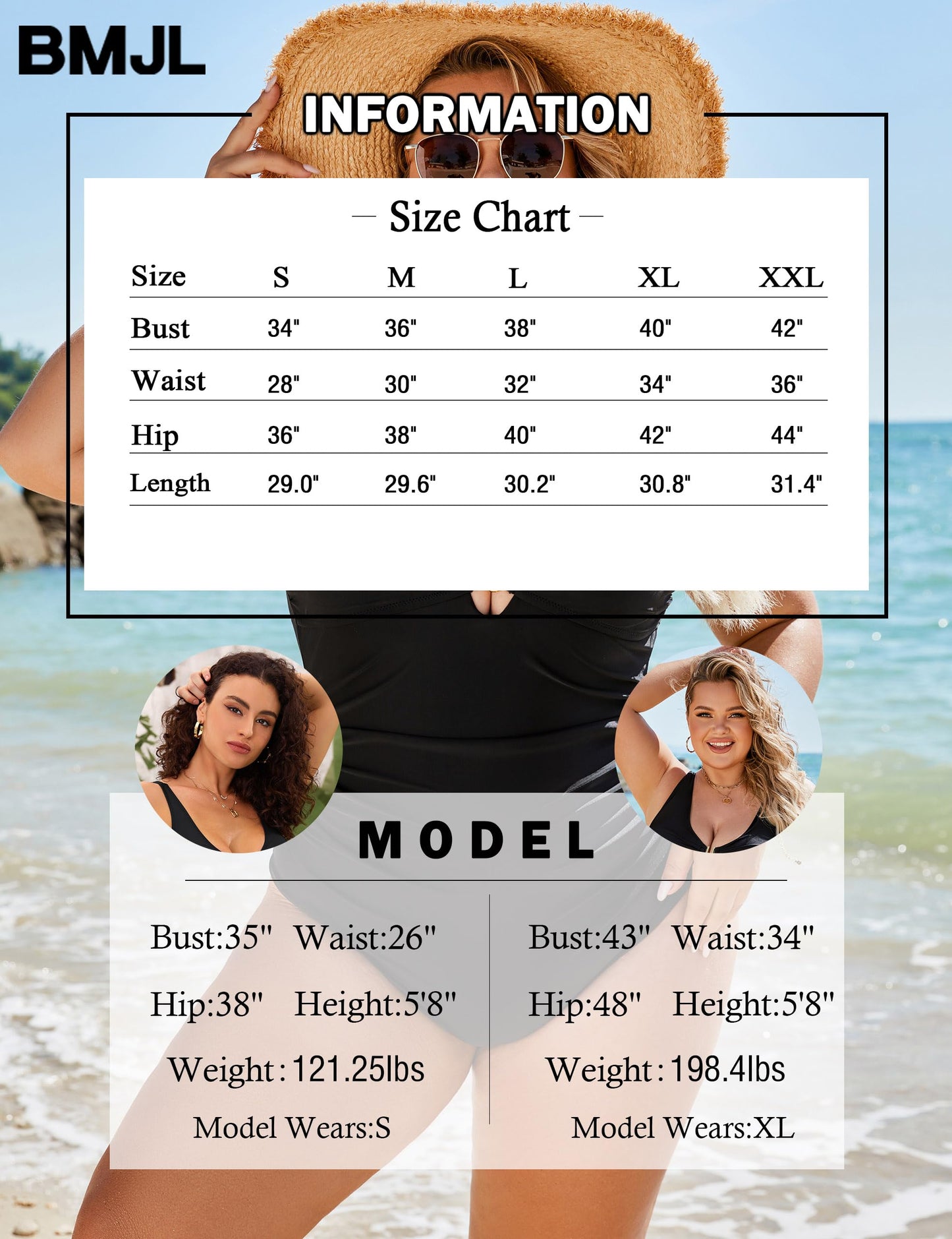 BMJL Women's Tummy Control Swimsuits Ruched Slimming One Piece Bathing Suit Deep V Neck Swimsuit(L,Black)