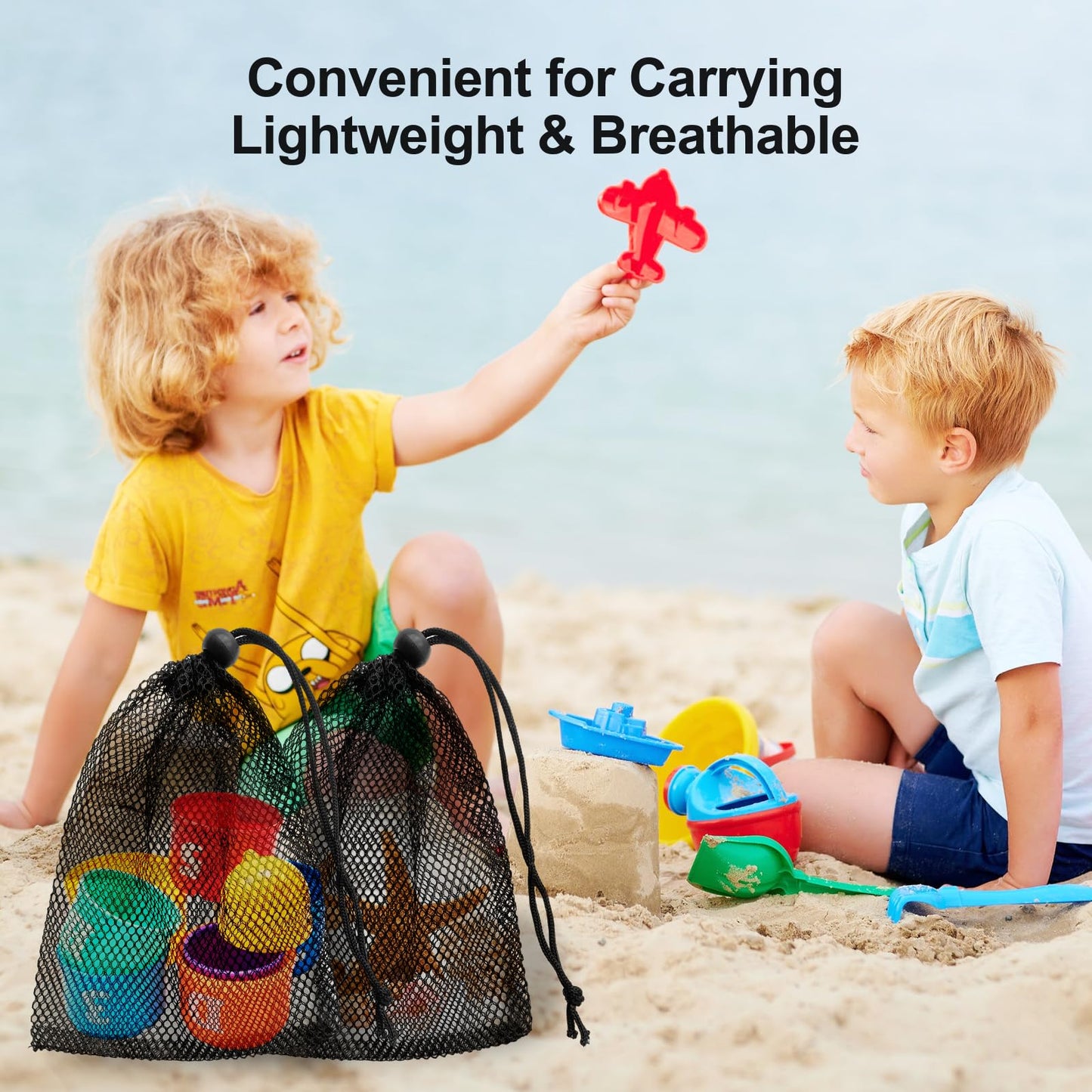 UNOONE Small Drawstring Bags, 7.8x5.9In Portable Storage Bags, Mesh Bags Drawstring for Toy, Mesh Bag Storage for Sport Indoor Fruit Outdoor (6PCS)