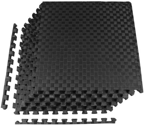 OLIXIS Puzzle Exercise Mat with EVA Foam Interlocking Tiles for MMA, Exercise, Gymnastics and Home Gym Protective Flooring, 1" Thick, 24 Square Feet, Black