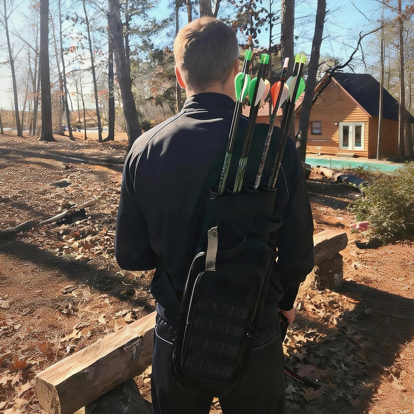 XTACER Multi-Function 4-Tubes Back Field Quiver Training Archery Arrow Quiver for Field Tips Arrows Takedown Bow (Black)