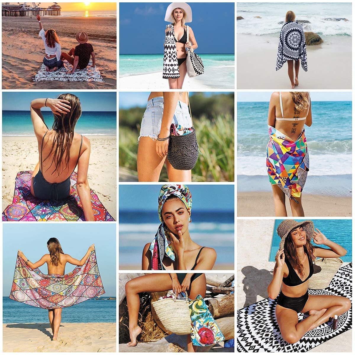 Genovega Oversized Terry Beach Towel 36 x 72 in Soft Extra Large Big Pool Swim Towels for Adults XL Clearance Big Travel Blanket Cruise Vacation Accessories Mandala Blue Essentials Lounge Chair Cover