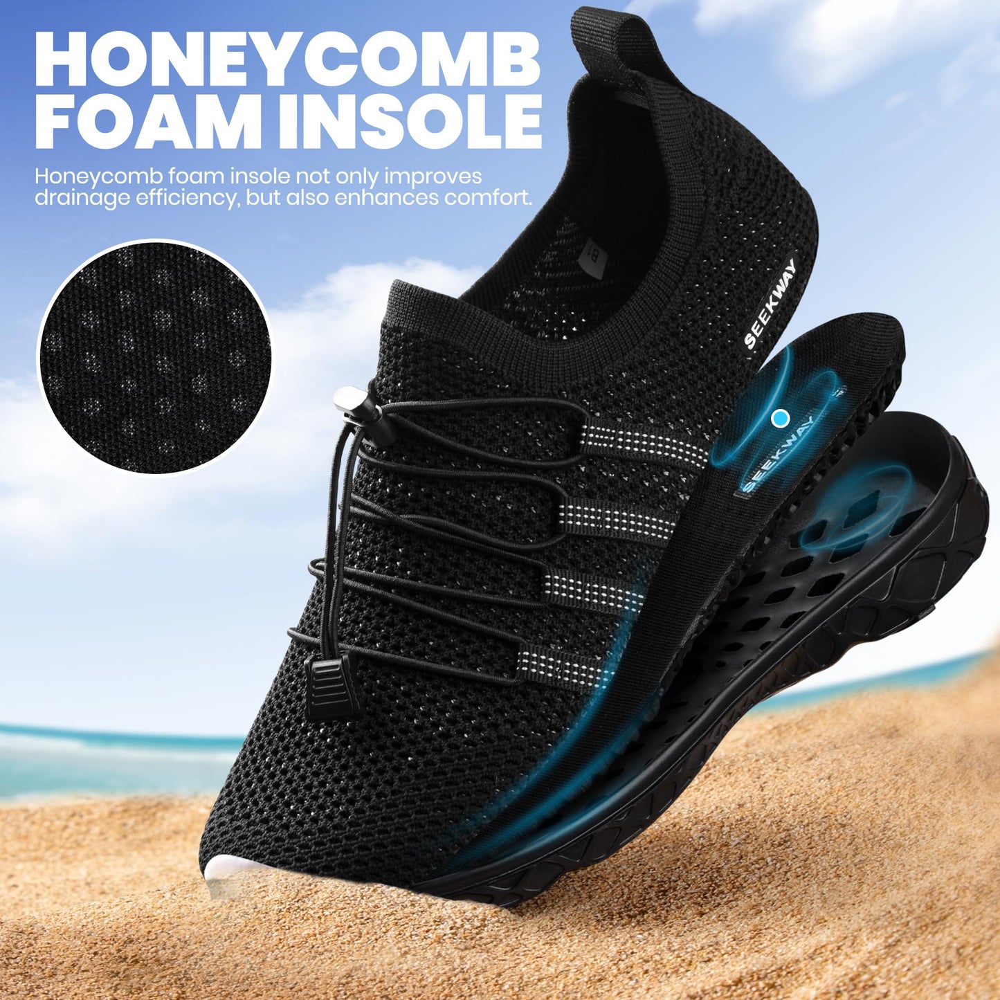 SEEKWAY Mens Womens Water Shoes Quick Dry Aqua Shoes Barefoot for Beach Surf Hiking Pool Water Sports