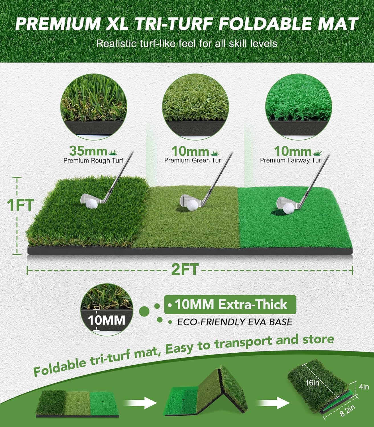 10x7FT Golf Net with Foldable Tri-Turf Practice Mat, All-in-1 Golf Hitting Aid with Scoreboard & Target, Chipping Training Nets for Backyard Driving, Ideal Gifts for Men Dad Husband Boys
