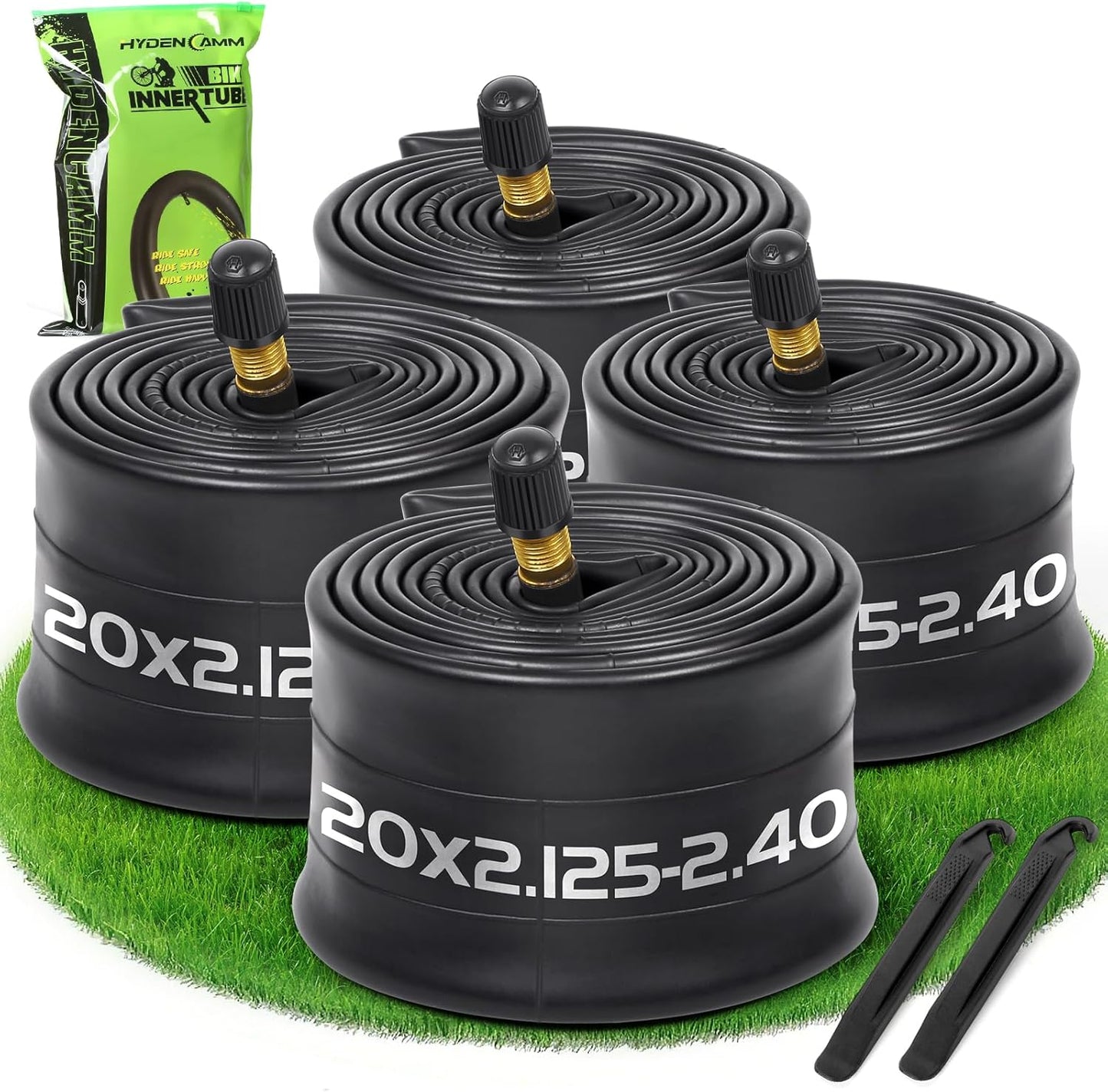 2/4 Pack 20/26x2.125/2.40 Bike Tube, 20/26x2.125 Bike Inner Tube with 35mm AV Schrader Valve, Butyl 20/26x2.40 Tube with 2 Tire Levers, 20/26x2.125/2.20/2.25/2.30/2.35/2.40 for MTB/City Bike