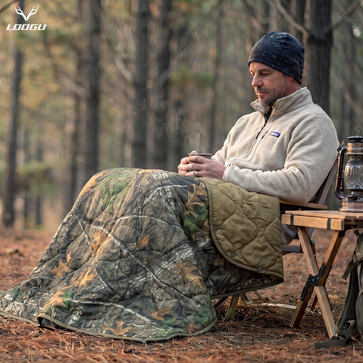 LOOGU Super Camo Blanket Waterproof Poncho Liner for Outdoor Camping, Hiking, Hunting, Survival, Backpacking, Picnicking, Fishing Trips