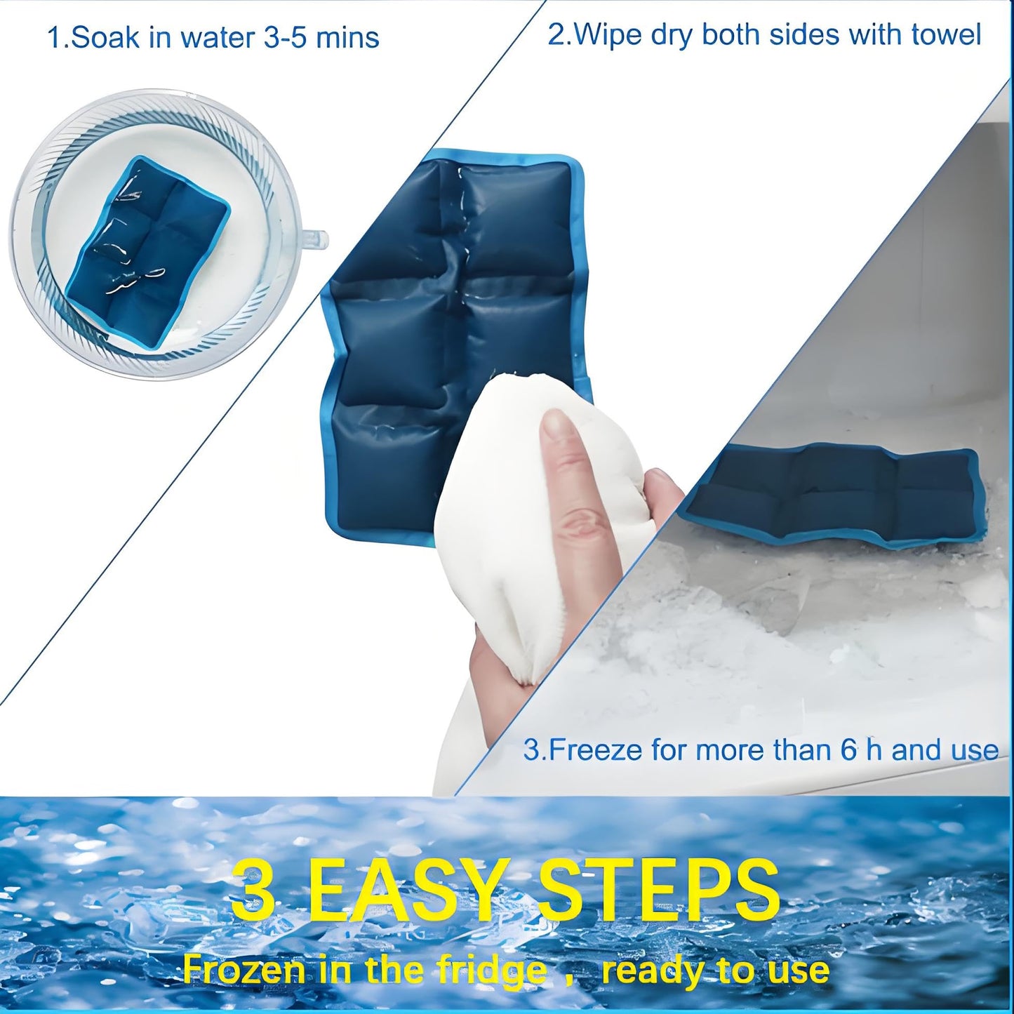 4pcs Ice Packs for Lunch Boxes & Coolers - Slim Reusable Water Absorption Lunch Box Ice Packs for Food Freshness(6”x4”x0.7”) - Non-Toxic Freezer Packs for Bento Boxes Picnic, School, Office & Camping