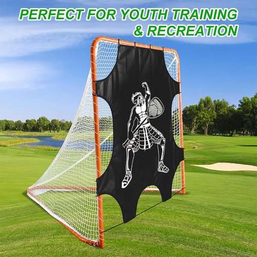 Sharellon Black Lacrosse Goal Shooting Target Fits Standard 6×6FT Lacrosse Goal Lacrosse Backstop,Lacrosse Net Shooting Target for Hitting Practice, Includes 12 Bungee Cords 7 Throwing Targets