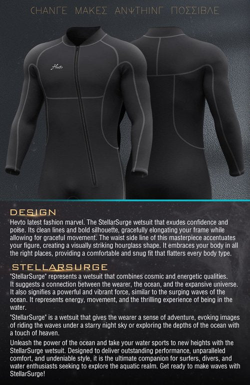 Hevto Men Wetsuits 3/2mm Neoprene Front Zip Full Wet Suit Keep Warm for Surfing Swimming SUP Snorkeling Diving (M2-Black, L)