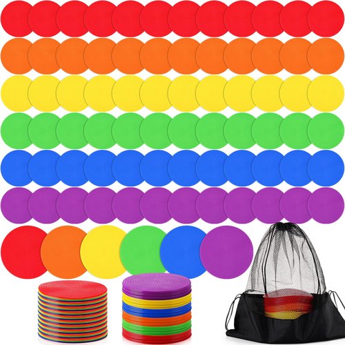Haull 60 Pcs Spot Markers Floor Spots with Bag Non Slip Vinyl Poly Dots for Gym Floor Basketball Football Soccer Sports Speed Agility Training Gym Dance Classroom(6 Inch)