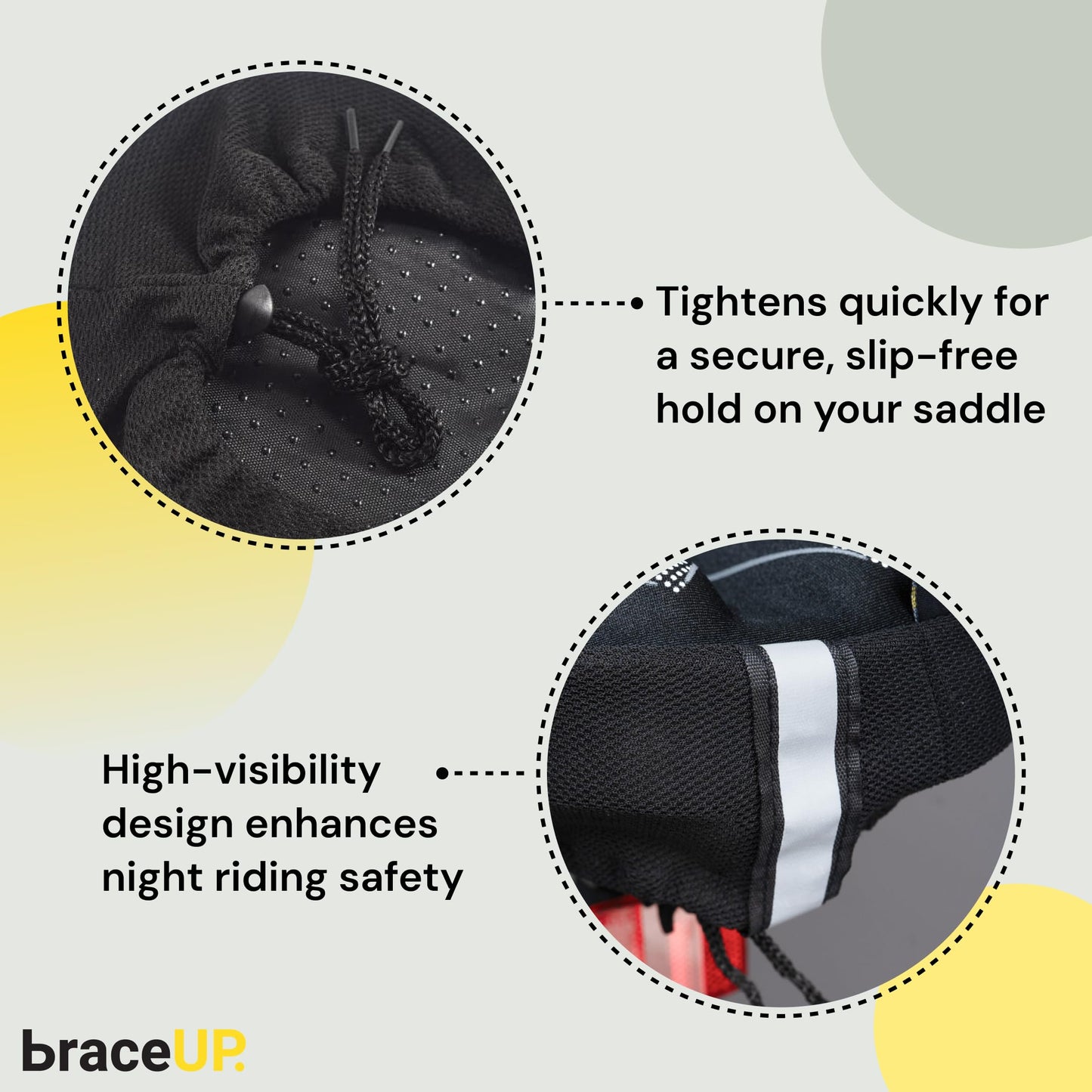 BraceUP Gel Bike Seat Cover for Women & Men, Padded Bicycle Seat Cushion with Extra Thick Silicone Sponge, Anti-Slip Design, for Stationary, Spin, and Indoor Cycling Bikes
