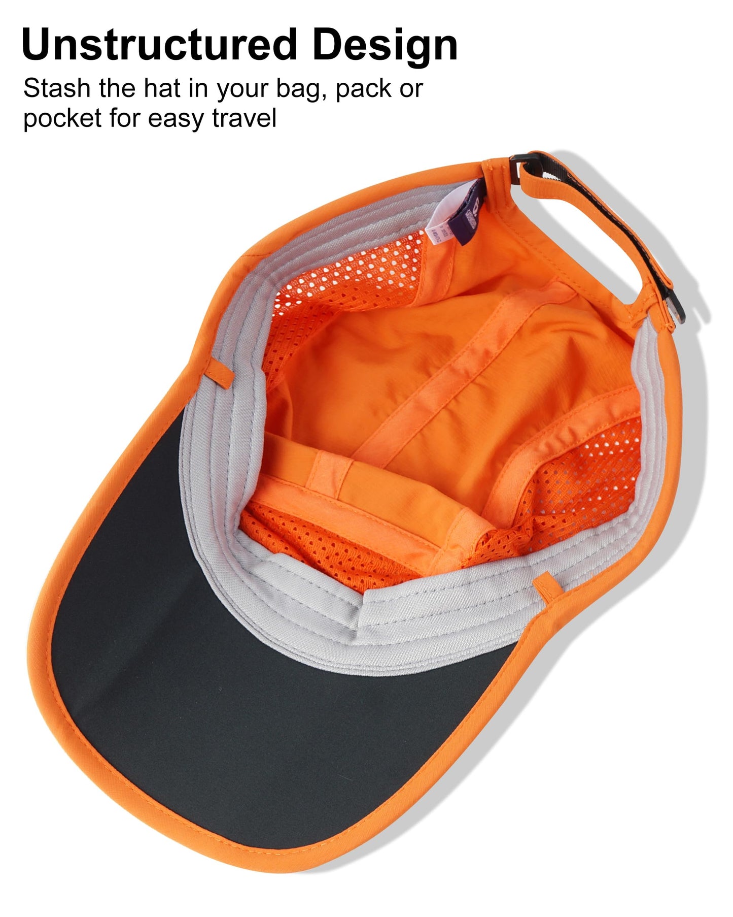 GADIEMKENSD Men Folding Running Hats Long Brim Golf Hat Dry Fit Ball Caps Unstructured Breathable Lightweight SPF 50 Cooling Cap for Outdoor Sport Hiking Workout Gym Tennis Orange