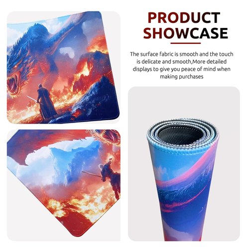 MTG DND Play Mat Game Mat - 3MM Thick High-Density Non-Slip Surface, Stitched Reinforced Edges for Magic playmats, DND Tabletop RPG, TCG Card Games (Dragon 7)