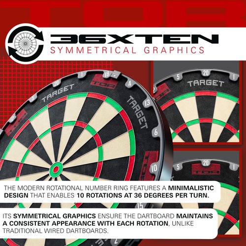 TARGET Darts TOR Dartboard, Steel Tip Dart Board | WDF Approved Competition Standard Dartboards & Fixing Kit, Modern Rotational Number Ring, Premium Madagascan Sisal, Stainless Steel Thin Wire System