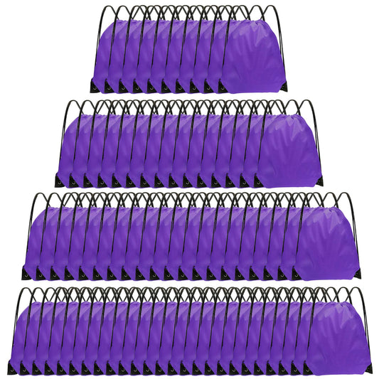 Grneric Drawstring Backpack Bulk 70Pcs String Backpack Drawstring Bags Cinch Bag Sackpack for Men Women Gym(Purple)