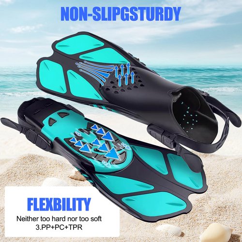 swellodyssey Snorkel Fins Adjustable Buckles Open Heel Swim Flippers Travel Size Short Swim Fins for Snorkeling Diving Swimming Adult Men Womens (Gray, L/XL)