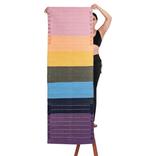 SILAK Herbal Organic Cotton Yoga Mat - Eco-Friendly Hand-Woven Non-Slip Rug - Thick & Comfortable (24”x72”x6mm) for Home Fitness & Yoga (Chakra Energy)