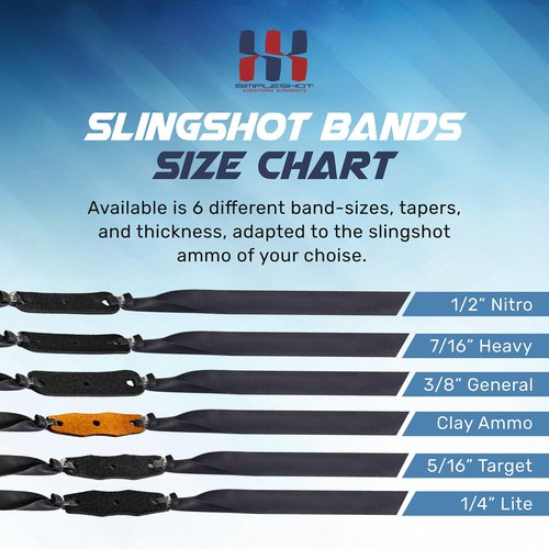 SimpleShot 5pcs Slingshot Bands Powerful Professional Elastic Rubber Catapult Shooting Flat Bands (Clay Ammo)