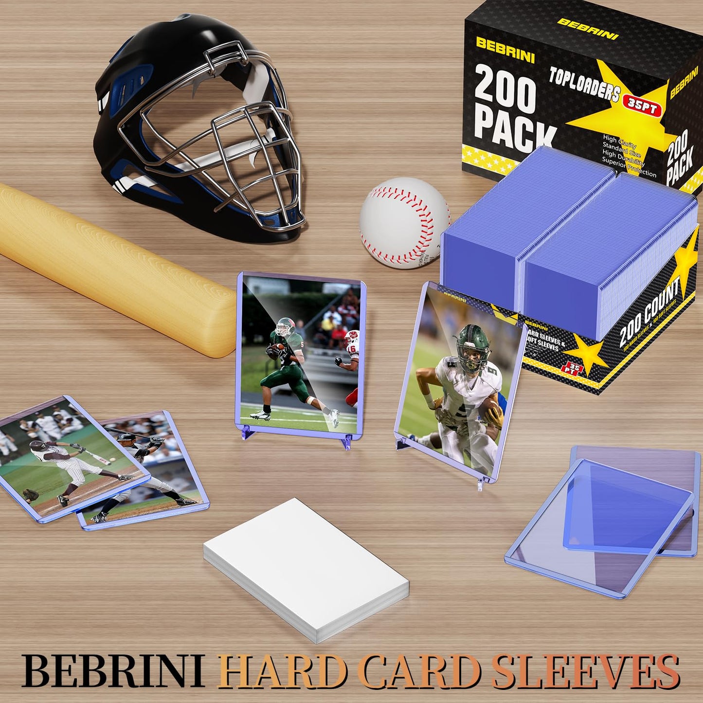 160 Count Card Sleeves Top Loaders for Cards, Hard Plastic Toploaders, Sports Baseball Trading PKM Card Holder Protectors (80 Toploaders + 80 Card Sleeves)