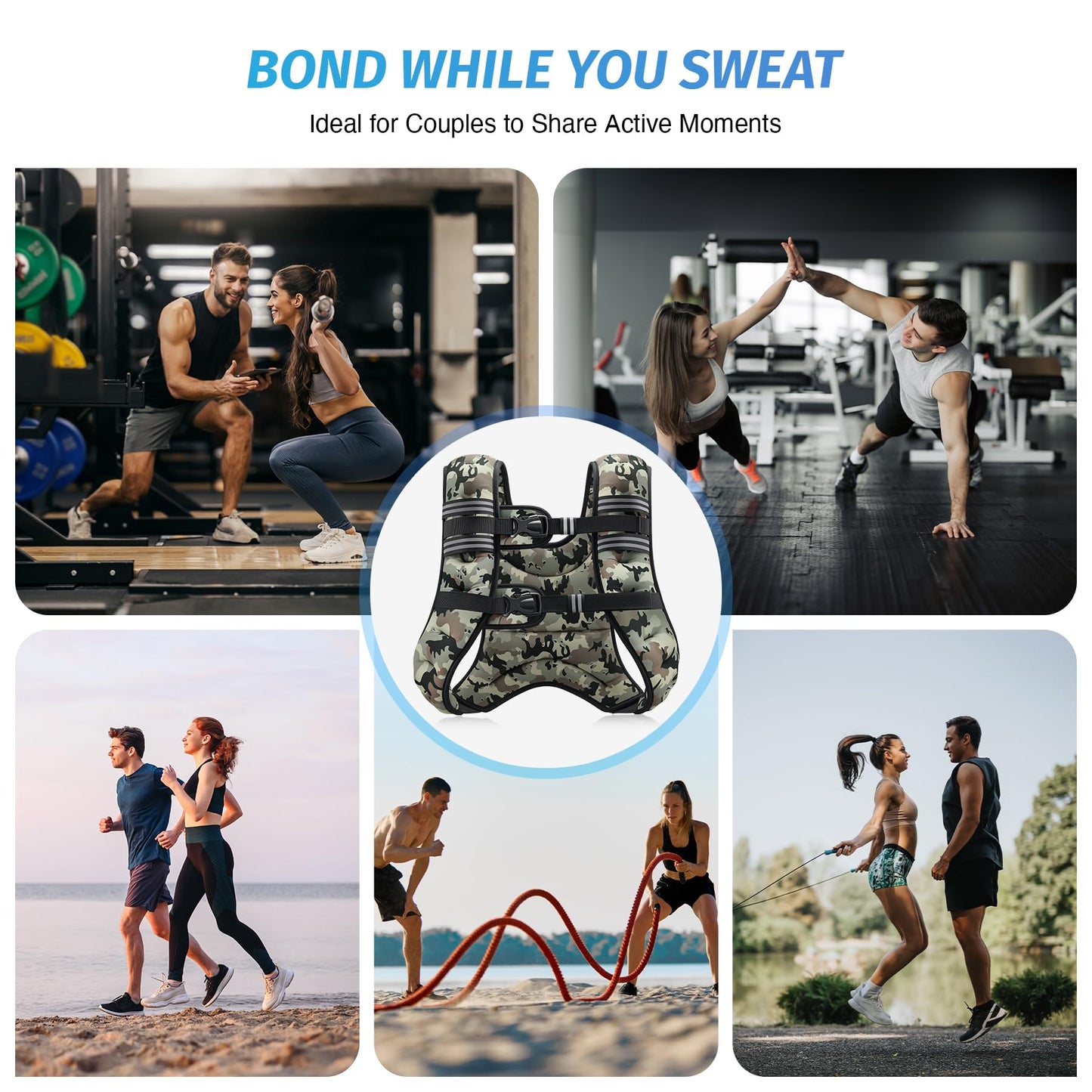 ZELUS Weighted Vest, 6lb/8lb/12lb/16lb/20lb/25lb/30lb Weight Vest for Men Women with Storage Pocket & Reflective Strips for Workout Strength Training Running Muscle Building, Desert Camo (30 lb)