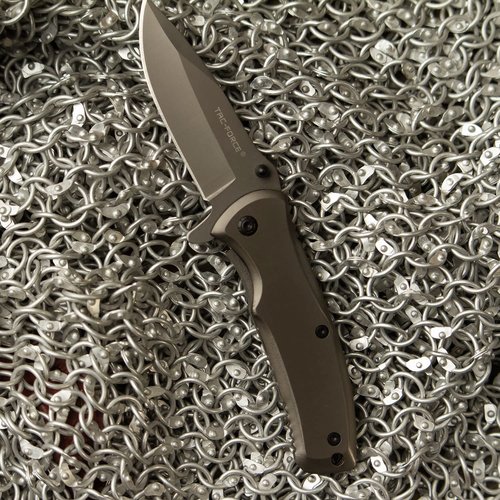 Tac-Force Folding Pocket Knife –Grey TiNite Coated Stainless Steel Blade and Handle, Frame Lock and Pocket Clip, Tactical, EDC, Rescue - TF-848
