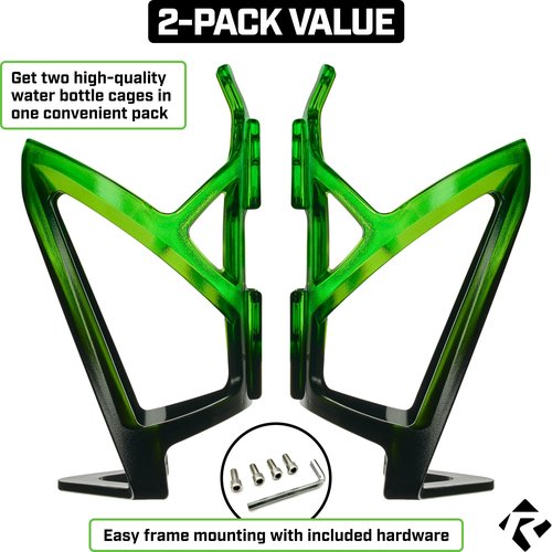Revere Ultra-Light Bike Water Bottle Holder – Durable Bicycle Bottle Cage for Road, MTB, & Mountain Bikes – 2-Pack with Screws & Installation Tool – Premium Cycling Accessories (Green/Black)
