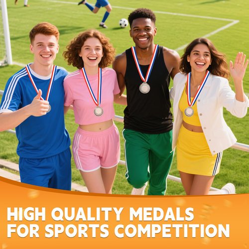 TREEHAC 50 Pcs 2.56 Inch Zinc Alloy Blank Medals with Antique Red Finish and Neck Ribbons for Custom Awards in Sports School DIY Events and Competitions