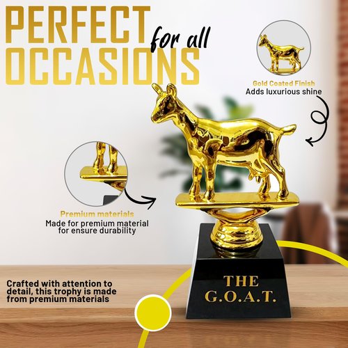 Vaulted Skulls & Co Goat Trophy | Greatest of All Time Trophy (G.O.A.T) | G.O.A.T Trophy | Sports Team Trophies | Funny Office Trophy | Gold/Black | 3"