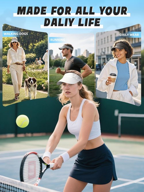 OnWander Sport Sun Visor Hat for Women and Men,Lightweight Cooling Sweatband Hat for Golf,Running,Tennis, Moisture-Wicking & Quick-Dry & Foldable White