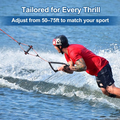 Affordura Wakeboard Rope with Dual Handle – 75ft 4-Section Ski Rope for Water Skiing, Towing, Tubing, Kneeboarding, Watersports – Floating Handles, EVA Grip, 1500 lbs Strength, Storage Bag Included