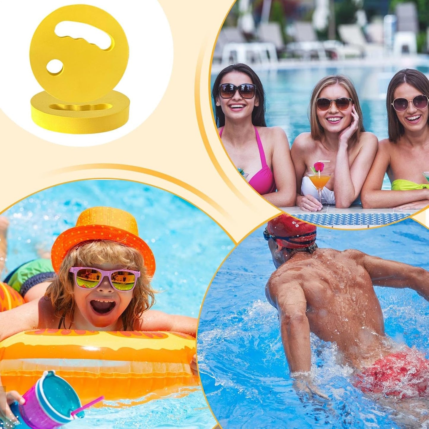 18x3 Cm 2 Pieces Water Exercise Discs EVA Floating Aqua Training Disc Pool Workouts Aid with Ergonomic Grip for Adults Swimming Beginners Teens Women Boys Men
