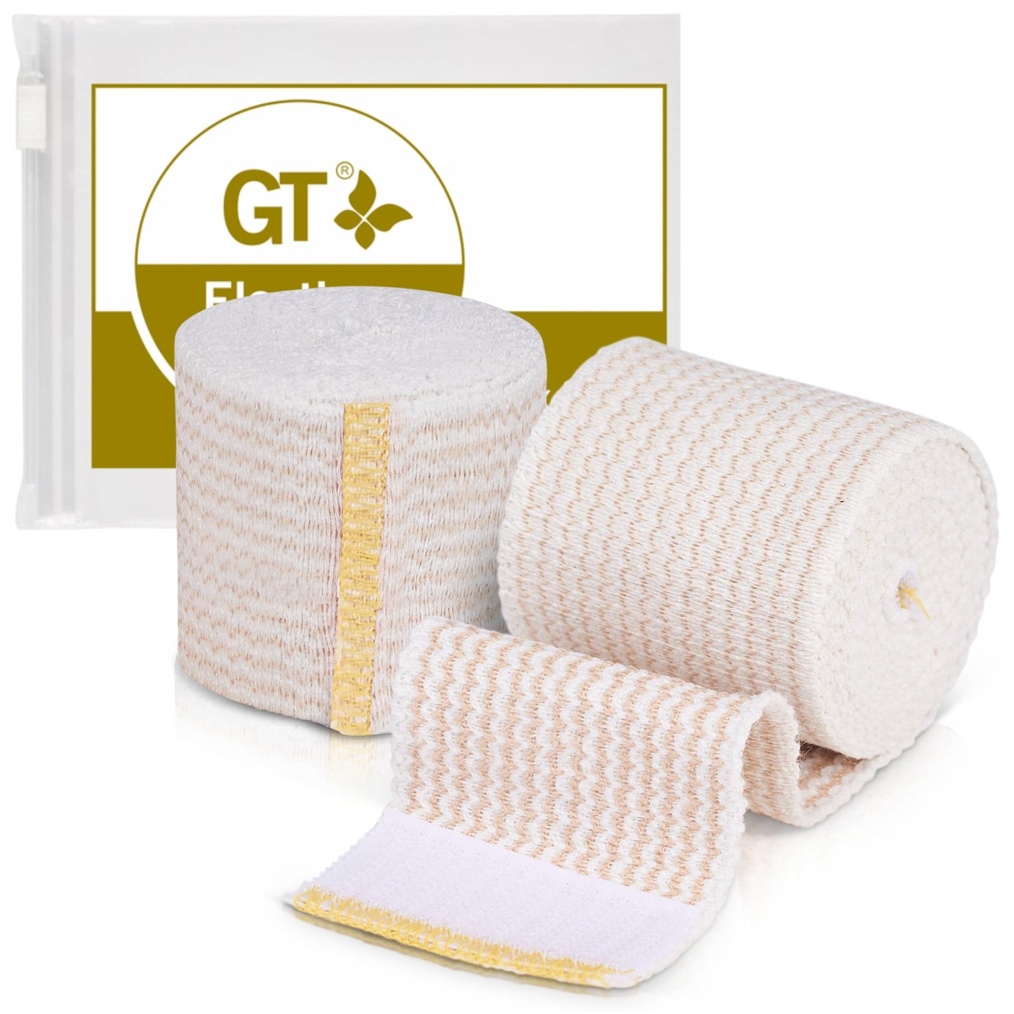Premium Elastic Bandage Wrap (2" 2 Pack) - Hook & Loop Fasteners at Both Ends - Latex Free Hypoallergenic Compression Roll - Reusable Bandages for Waist, Legs, Elbow & Knee Wrap