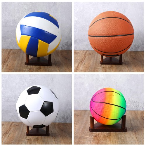 MBAIYO Wooden Basketball Stand, Walnut Wood Ball Holder for Basketball Football Display Stand for Soccer Volleyball Bowling Ball Or Home Decor