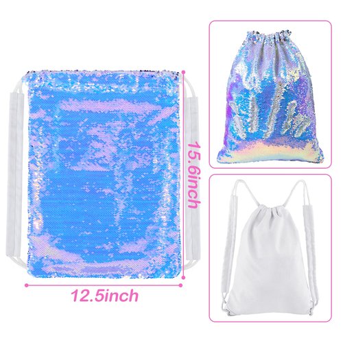 MHJY Sparkly Drawstring Backpack Mermaid Sequin Dance Bag Sports Gym Beach Swim Backpack Birthday Easter Gift Bag