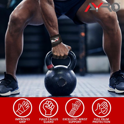 AYRO Ventilated Weightlifting Workout Gloves for Men & Women, Gym Gloves with Built-in Wrist Wraps for Men & Women-Best for Weightlifting, Gym Fitness, Cross Training (X-Large) (Black, Medium)
