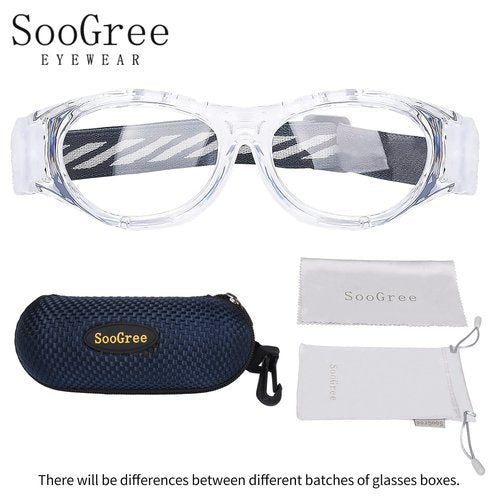 SooGree Kids Sport Glasses Basketball Football Safety Goggles Boys Safety Eyewear Anti Shock Collision Glasses Frame 7-14 (Transparent)