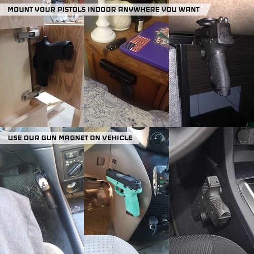 GMW 2-Pack HQ Rubber Coated Gun Magnet Buckler Series - 30 lbs. Rating Magnetic Gun Mount for Car, Truck, Desks, Safes, and Walls - Concealed Handgun Holder (Black)