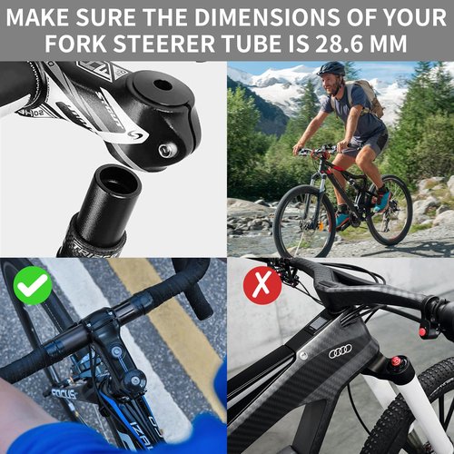 Bike Stem Riser Adjustable,Handlebar Extender, Increases Height Up to 5.2" for 1-1/8" Most Bicycle Road Bike, MTB, BMX, Cycling (Black)