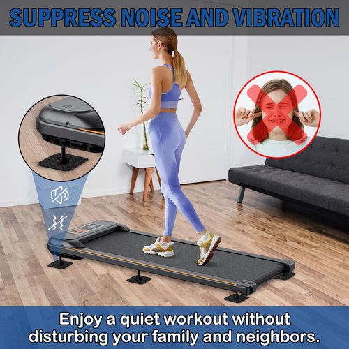 6 Pcs Walking Pad Mat, Treadmill Mat Pads, 4" x 4" x 0.2" Double-Sided Non-Slip Exercise Equipment Mat, High Density Silicone Anti Vibration Pad for Protect Floors, Noise Reduction