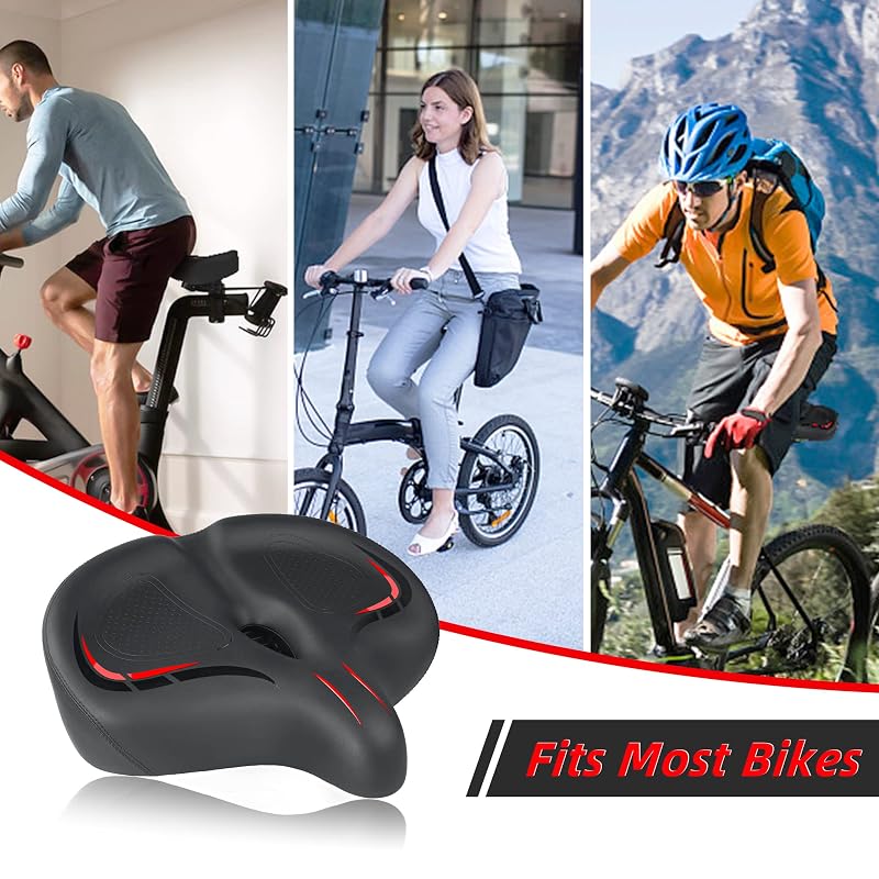 Oversized Bike Seat Cushion for Peloton, Extra Wide - Replacement Saddle (Variation: Oversized Seat Red)