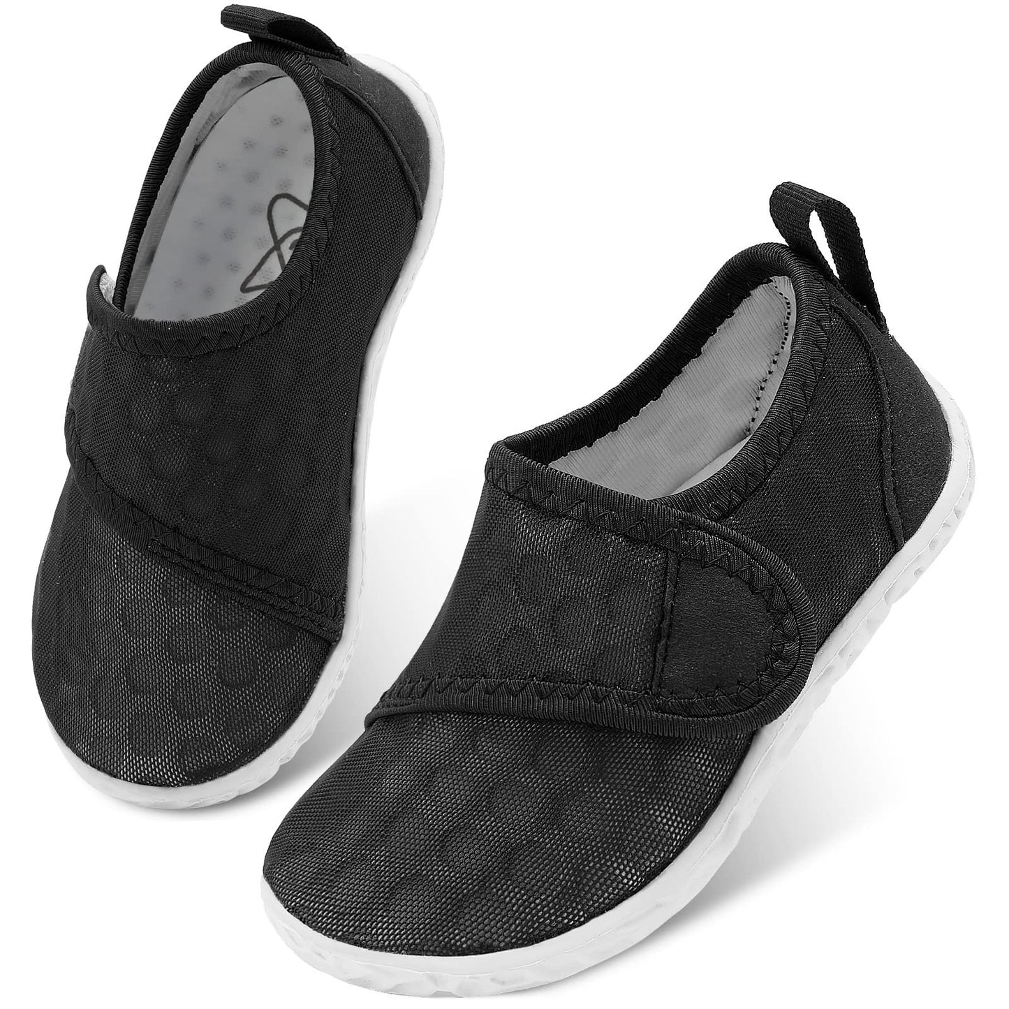 LeIsfIt Kids Water Shoes Toddler Girls Boys Swim Shoes Outdoor Quick-Dry Breathable Aqua Socks for Beach Pool Surf, Black, 1 Big Kid