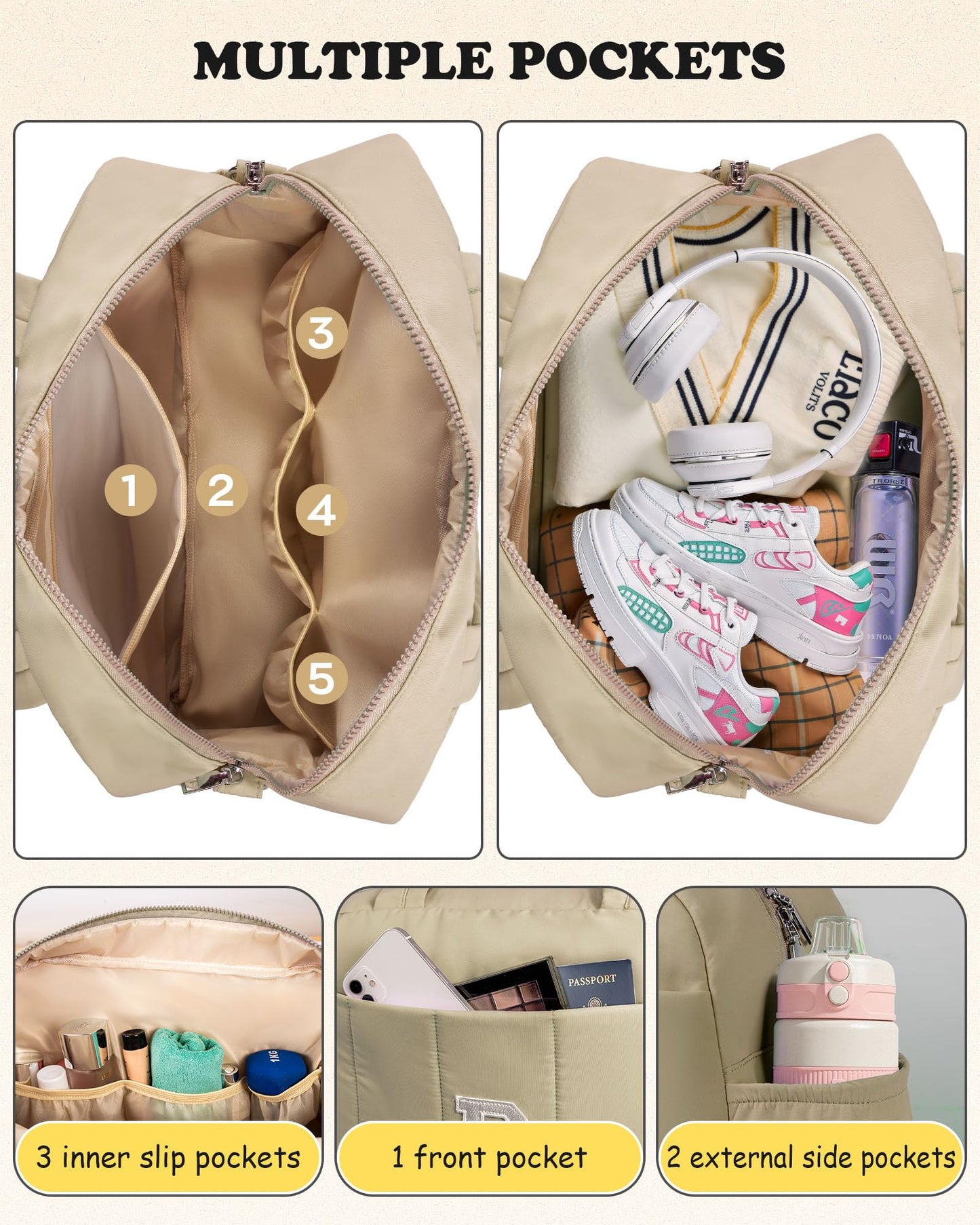 Vogewood Gifts for Women Mom Unique-Monogram Duffle Bag, Weekender Bags for Women，Overnight Bag with Wet Pocket，Lightweight Travel Bags Personalized Gym Tote with Makeup Pouch