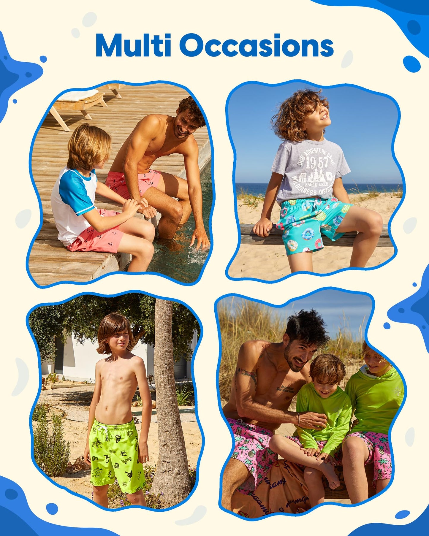 maamgic Boys Swim Trunks Toddler Swim Shorts Little Boys Bathing Suit Swimsuit Toddler Boy Swimwear,Stripe Rainbow,8 T